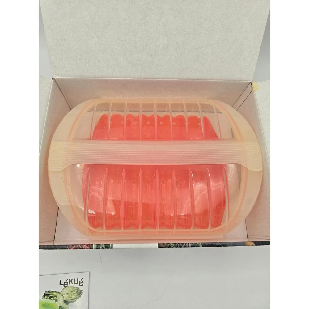Lekue Silicone Steam Case with Tray and Cookbook Healthy Microwave Steamer Set